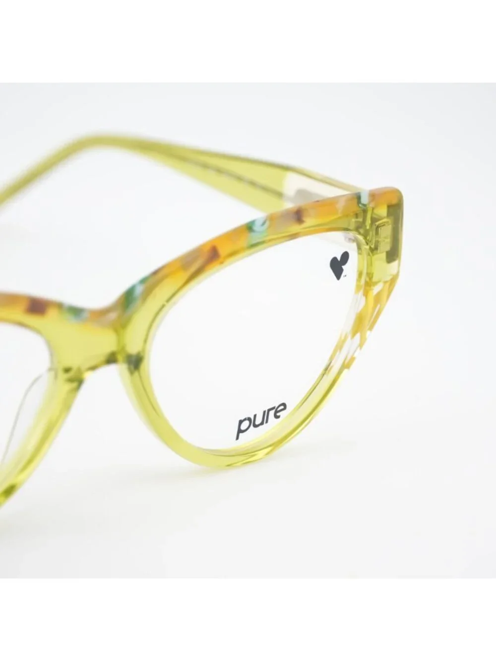 Pure P-7011 324 Eyeglasses Transparent Lime 54mm Cat Eye Frame